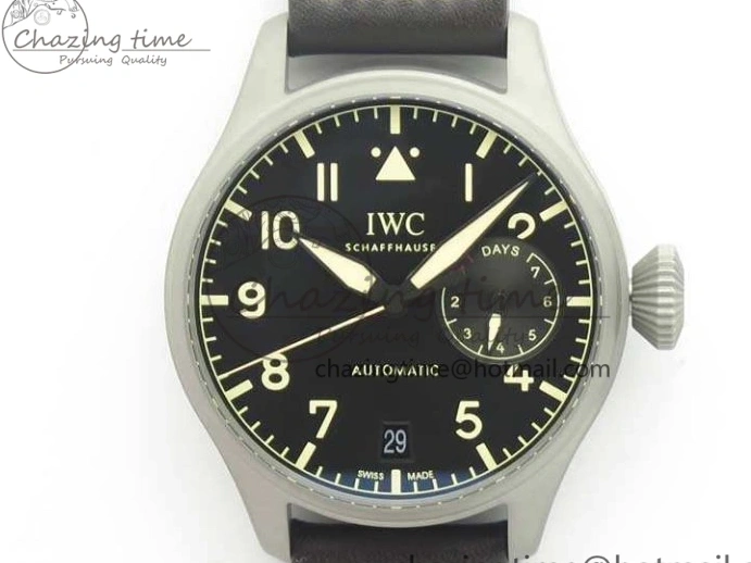 MIROTIME 0318 TimelessDesign Big Pilot IW510301 Satin-Polished SS YLF Best Edition Black Dial On Leather Strap A 7213